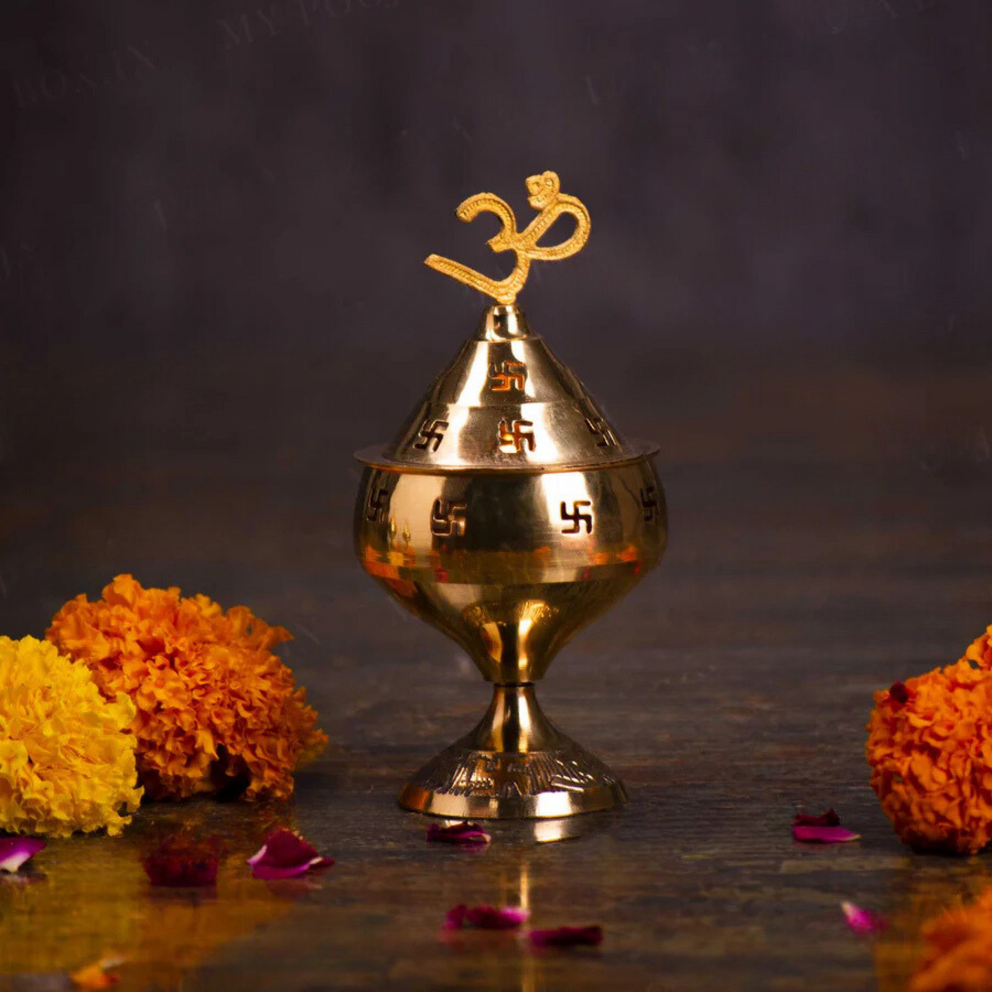 Divine Brass Akhand Jyoti Diya with Swastik Design