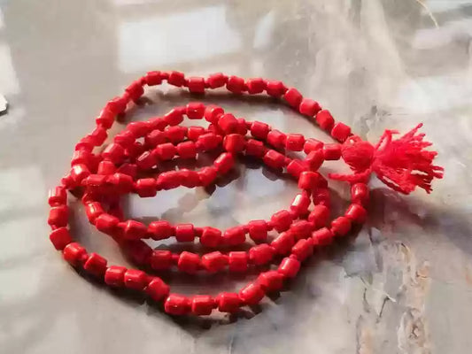 Lal Munga Siddha Mala | Red Coral Gemstone Mala for Strength & Protection