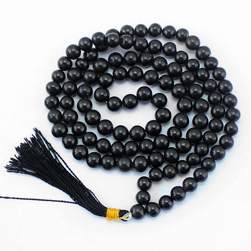 Black Hakik Mala (108 Beads) | Spiritual Protection Beads for Strength & Focus