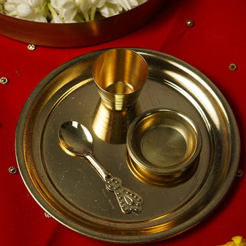 Brass Pooja Bhog Thali Set | Traditional Brass Thali for Prasad & Rituals