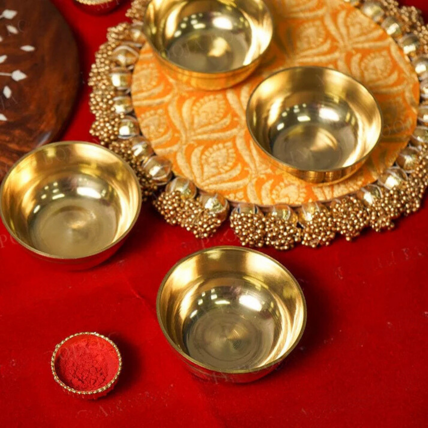 Small Bhog Katori – Set of 4 | Metal Bowls for Pooja Offerings