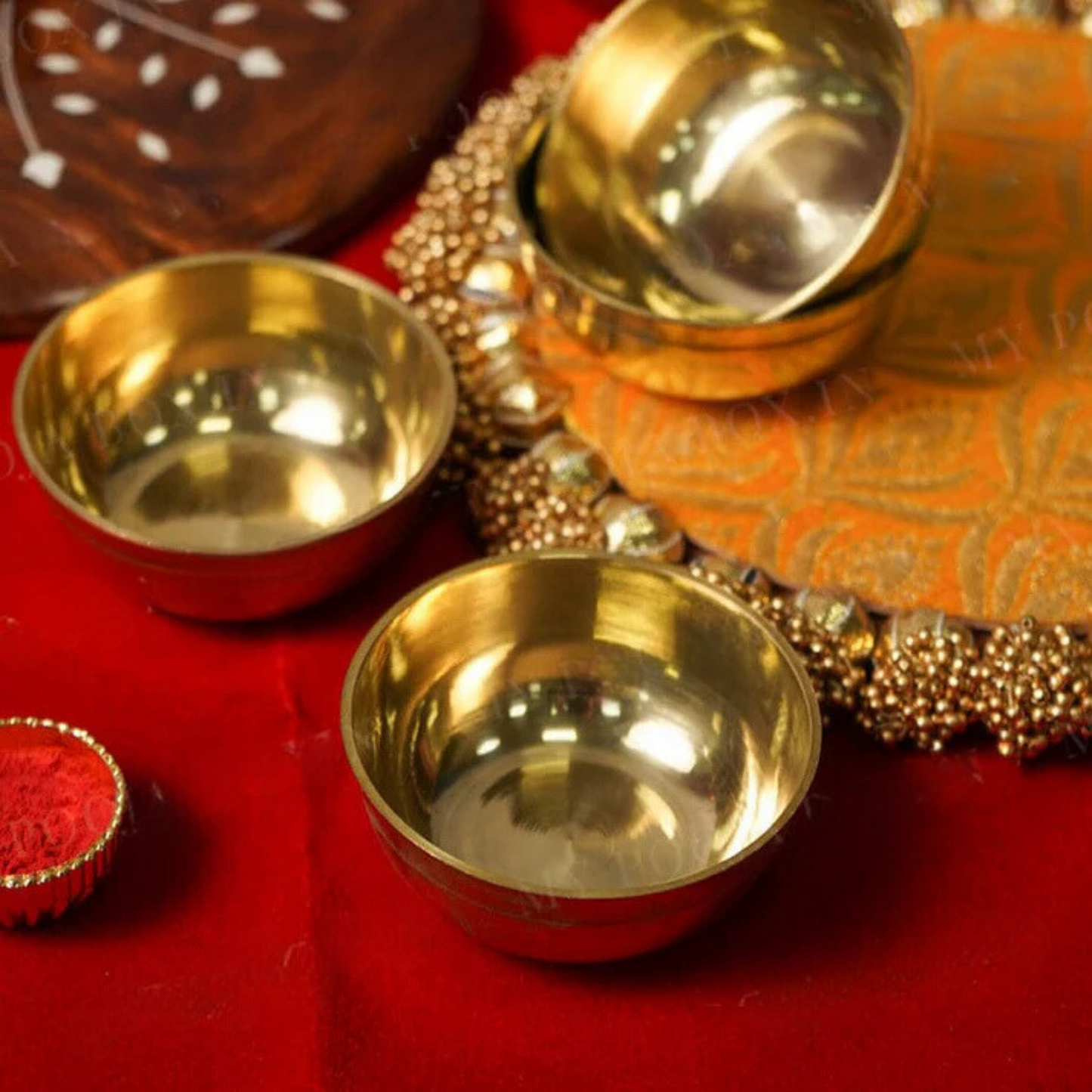 Small Bhog Katori – Set of 4 | Metal Bowls for Pooja Offerings
