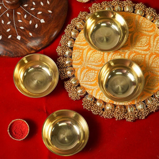 Small Bhog Katori – Set of 4 | Metal Bowls for Pooja Offerings