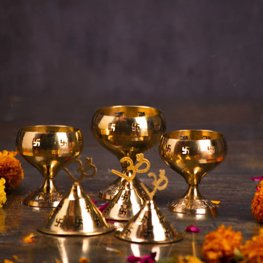 Divine Brass Akhand Jyoti Diya with Swastik Design