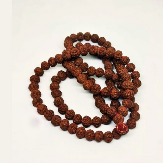 5 Mukhi Rudraksha Pathri Mala | Premium Indonesian 108+1 Beads Mala with Lab Certification