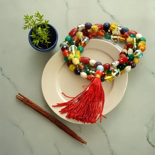 Original Navgraha Siddha Mala | Certified Navratna Gemstone Mala for Prosperity & Planetary Balance