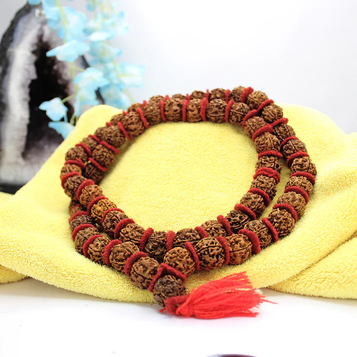 5 Mukhi Siddha Jaap Mala | 54+1 Beads Rudraksha Kantha for Mantra Chanting & Protection
